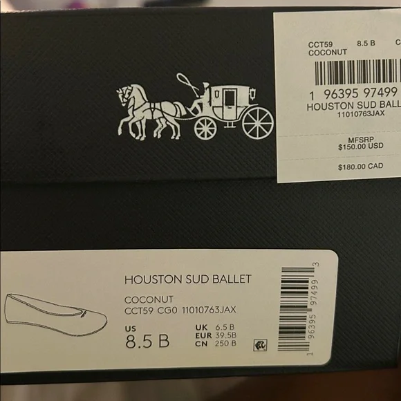 Coach Houston Ballet Flat Suede Coconut NWT - Picture 5 of 8